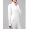 Harrison Howard Long Sleeve Equestrian Shirt Thermal Zip Jacket w/Fleece Interior Horse Riding Top with Extended Thumbholes(White)