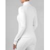 Harrison Howard Long Sleeve Equestrian Shirt Thermal Zip Jacket w/Fleece Interior Horse Riding Top with Extended Thumbholes(White)