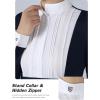 Harrison Howard Pleated Bib Rider Top Horse Riding Shirt Long Sleeve Riding Show Shirt with Lace Trims(Navy)