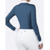 Harrison Howard Pleated Bib Rider Top Horse Riding Shirt Long Sleeve Riding Show Shirt with Lace Trims(Peacock Blue)