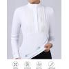 Harrison Howard Pleated Bib Rider Top Horse Riding Shirt Long Sleeve Riding Show Shirt with Lace Trims(White)