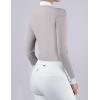 Harrison Howard Women’s Equestrian Show Shirt Long Sleeve Pleated Bib Competition Horse Riding Top with Embroidery(Grey)