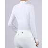 Harrison Howard Women’s Equestrian Show Shirt Long Sleeve Pleated Bib Competition Horse Riding Top with Embroidery(White)