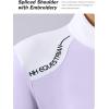 Harrison Howard Women’s Horse Riding Shirt Equestrian Show Shirt Horseback Riding Shirts for Women Spliced Shoulder(Light Purple)
