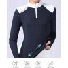 Harrison Howard Women’s Horse Riding Shirt Equestrian Show Shirt Horseback Riding Shirts for Women Spliced Shoulder(Navy)
