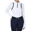 Harrison Howard Horse Riding Shirts w/Ventilation Underarms Inner Arms Shirts for Women Horse Riding Top 1/4 Zip Design(White)