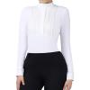 Harrison Howard Pleated Bib Rider Top Horse Riding Shirt Long Sleeve Riding Show Shirt with Lace Trims(White)