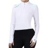 Harrison Howard Women’s Horse Riding Shirt Equestrian Show Shirt Horseback Riding Shirts for Women Spliced Shoulder(White)