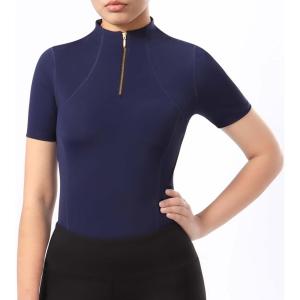 Harrison Howard Equestrian Tops for Women Short Sleeve Quick-Dry Sports Shirt(Dark Blue)