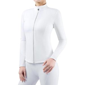 Harrison Howard Women’s Equestrian Riding Jacket,Thermal 4-Way Stretch Full-Zip Top with Hidden Pockets for Horse Riding(White)