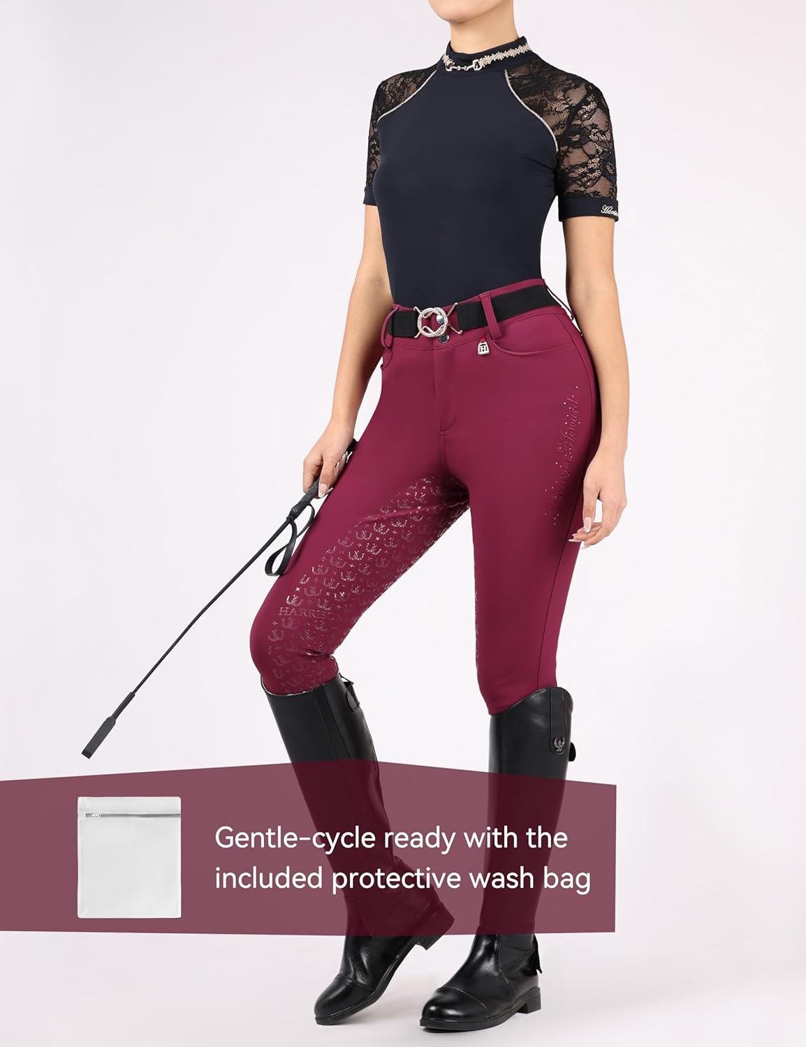image:imageHarrison Howard FullSeat Silicone Breeches for Women Horse Riding Pants SlipResistant Riding Tights Equestrian WomenBurgundy