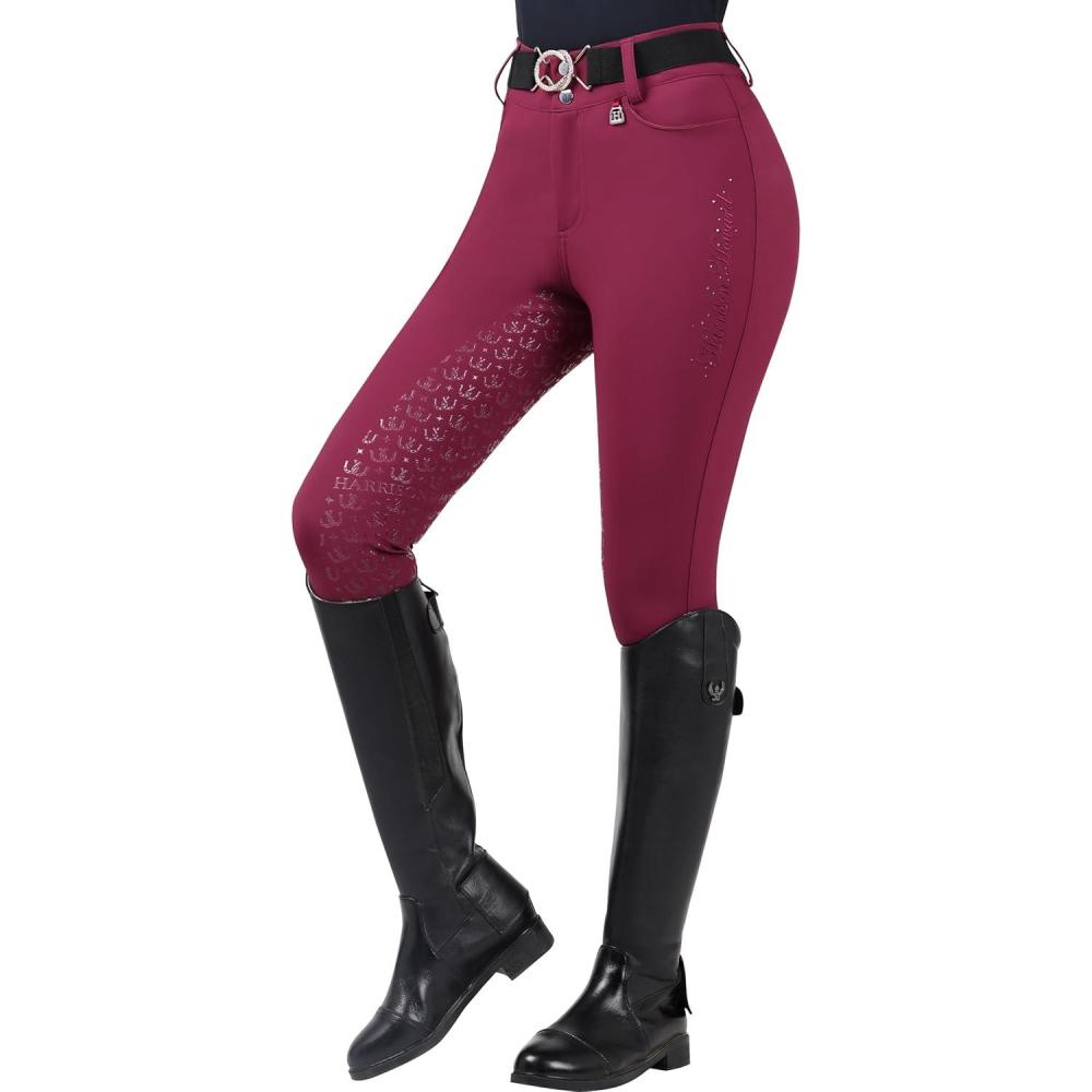 image:imageHarrison Howard FullSeat Silicone Breeches for Women Horse Riding Pants SlipResistant Riding Tights Equestrian WomenBurgundy