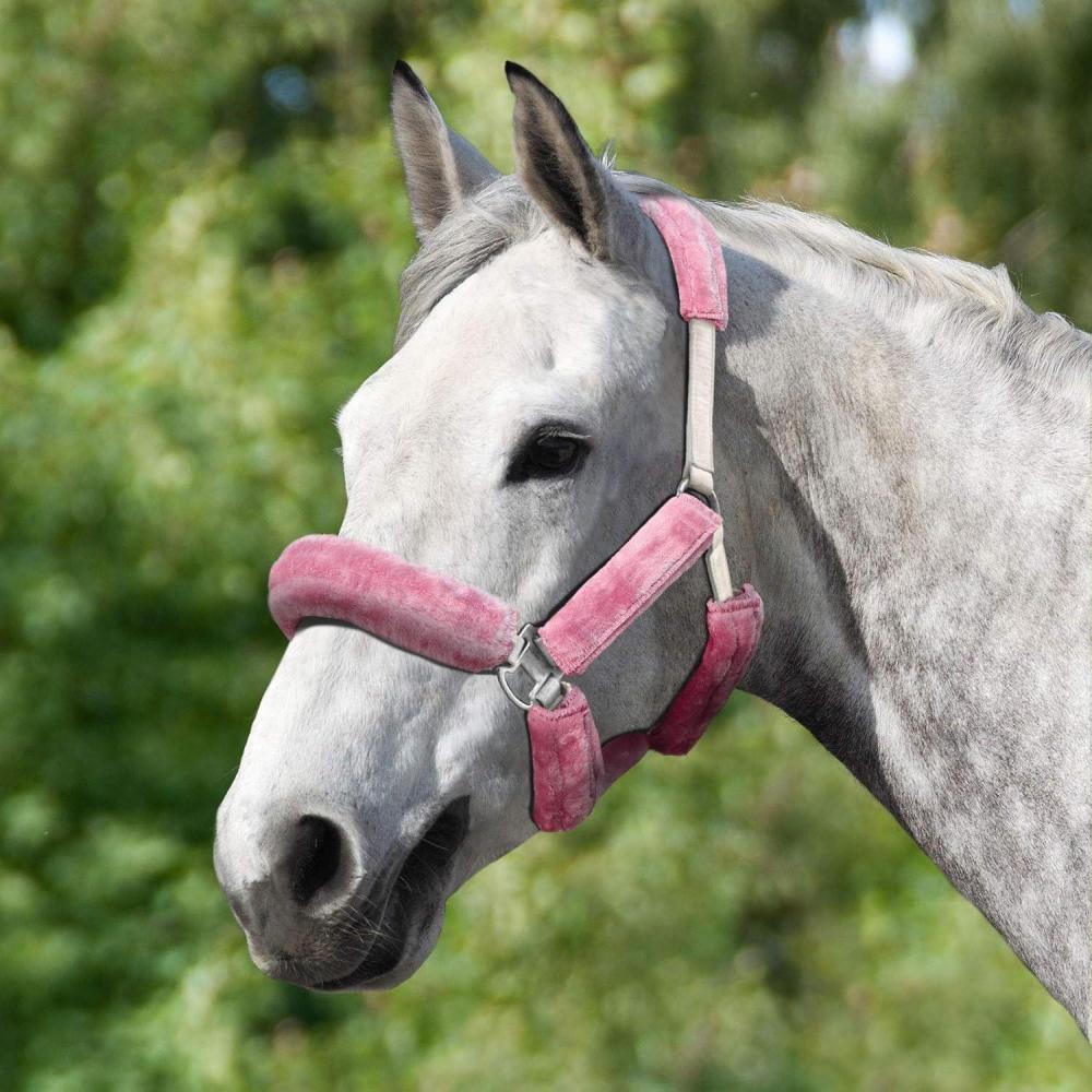 image:imageHarrison Howard Fleece Halter Covers for Horses Set of 9 Prevent Hair Loss Pressure Marks Padded Horse Halter Fleece Set BlackPink