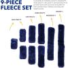 Harrison Howard Fleece Halter Covers for Horses, Set of 9, Prevent Hair Loss Pressure Marks, Padded Horse Halter Fleece Set Black(Navy)