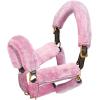 Harrison Howard Fleece Halter Covers for Horses, Set of 9, Prevent Hair Loss Pressure Marks, Padded Horse Halter Fleece Set Black(Pink)