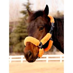 Harrison Howard Fleece Halter Covers for Horses, Set of 9, Prevent Hair Loss Pressure Marks, Padded Horse Halter Fleece Set Black(Bright Orange)