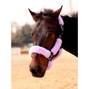 Harrison Howard Fleece Halter Covers for Horses, Set of 9, Prevent Hair Loss Pressure Marks, Padded Horse Halter Fleece Set Black(Light Purple)
