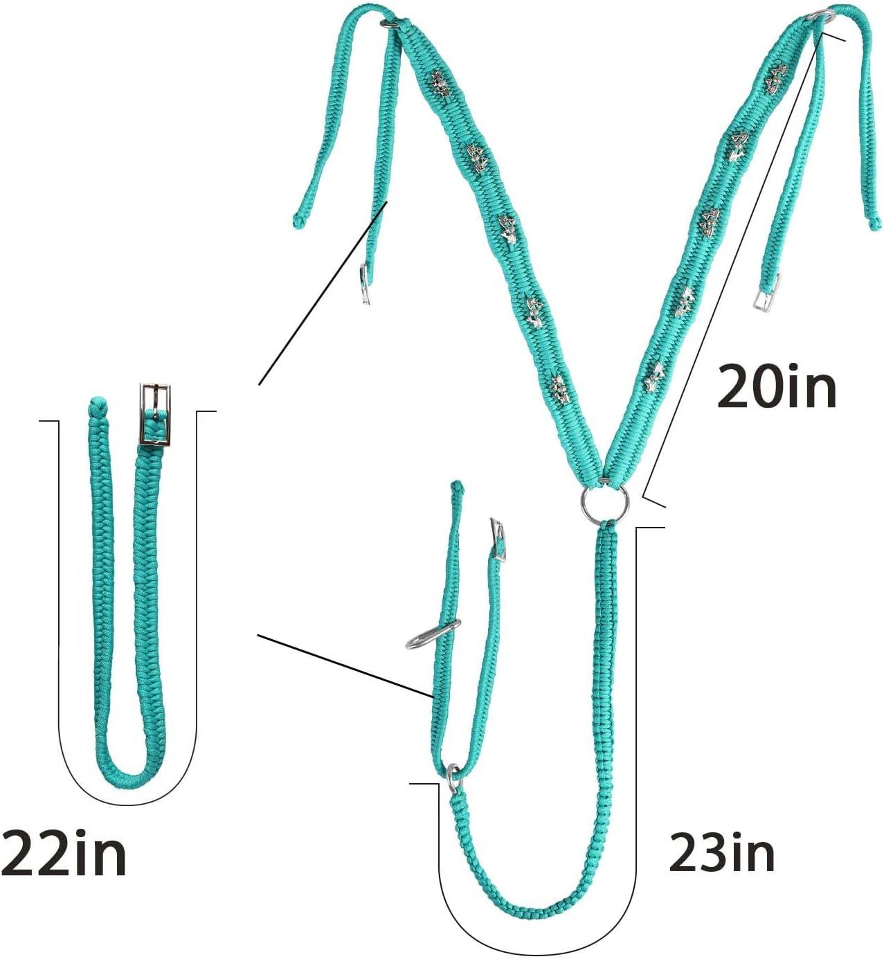 image:imageHarrison Howard Equestrian Horse Breast Collars Braided Paracord Chest with Personalized Beading Paracord Horse Tack GreenGreen