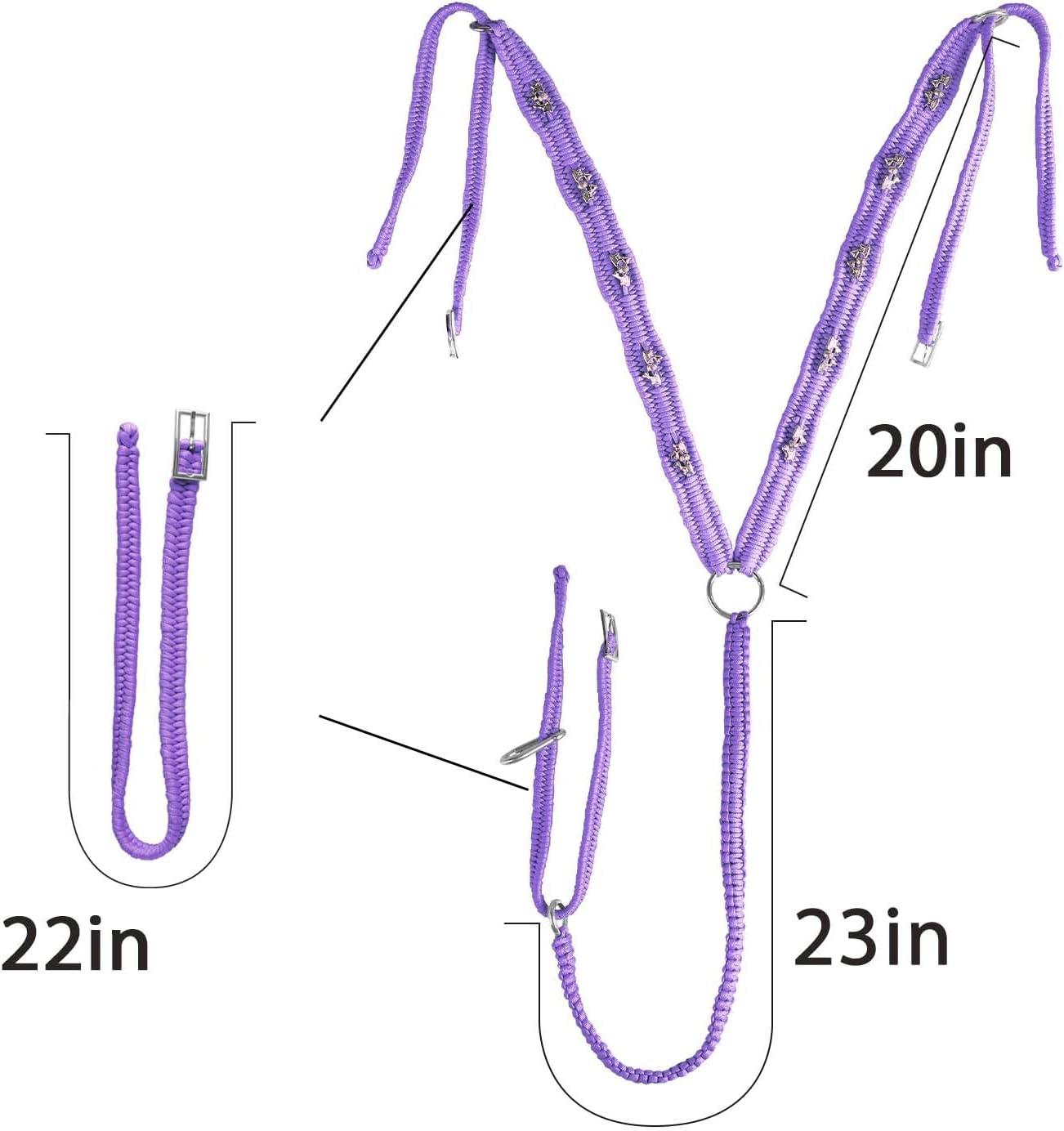 image:imageHarrison Howard Equestrian Horse Breast Collars Braided Paracord Chest with Personalized Beading Paracord Horse Tack GreenPurple