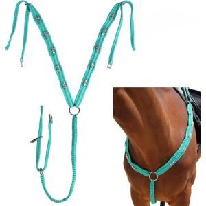 Harrison Howard Equestrian Horse Breast Collars Braided Paracord Chest with Personalized Beading Paracord Horse Tack Green(Green)