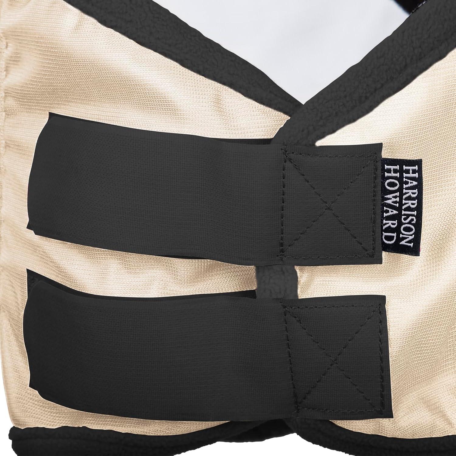 image:imageHarrison Howard Pro Luminous Horse Fly Mask Large Eye Space Full Face UV Protection for Horse Coral OrangeNavy SLight Champagne