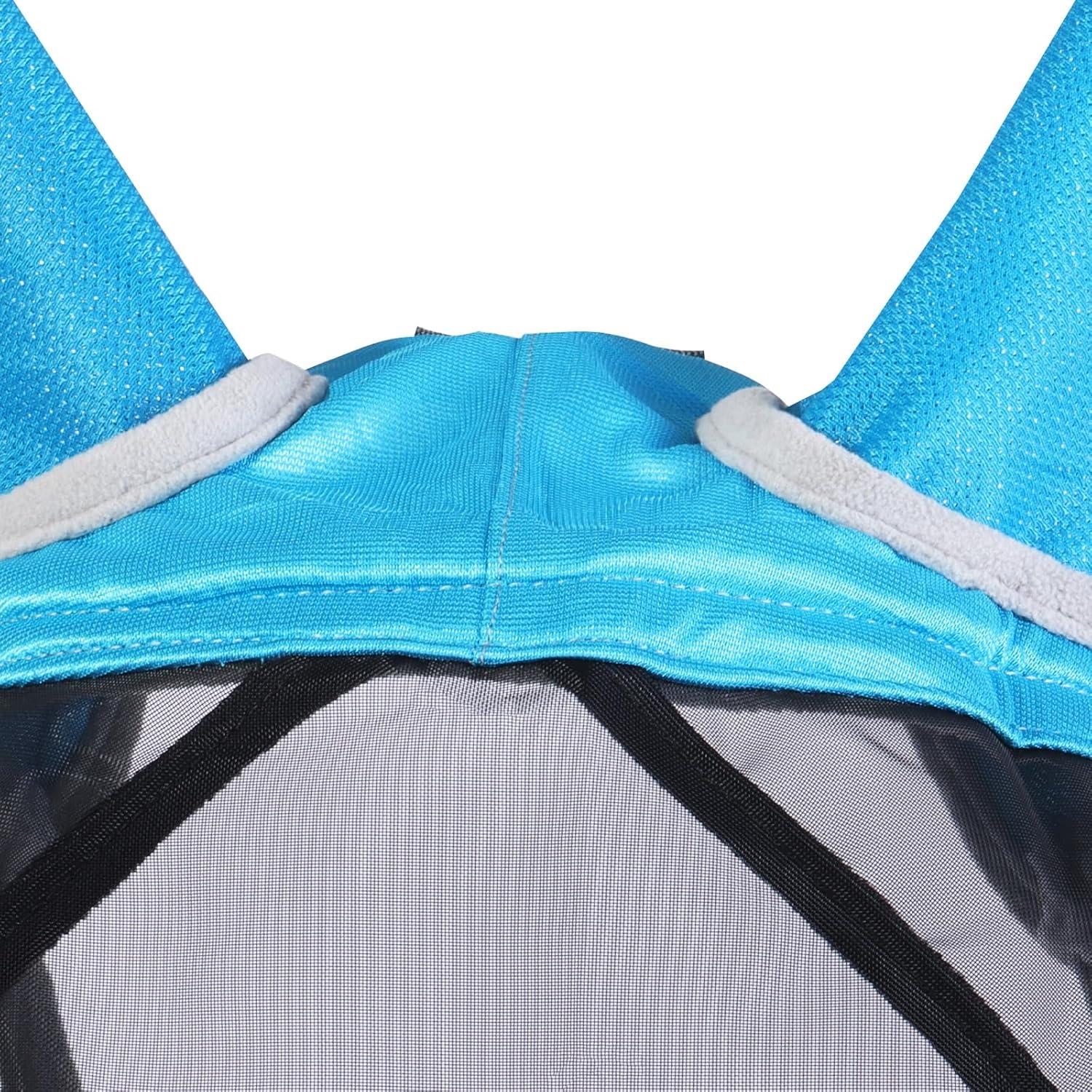 image:imageHarrison Howard Pro Luminous Horse Fly Mask Large Eye Space Full Face UV Protection for Horse Coral OrangeNavy SVoodoo Blue