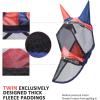 Harrison Howard Pro Luminous Horse Fly Mask Large Eye Space Full Face UV Protection for Horse Coral Orange/Navy S(Coral Orange/Navy)