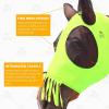 Harrison Howard Superior Comfort Stretchy Fly Masks Breathable Soft on Skin Without Ear Covers(Tassel Fringe-Fluro-Lime)