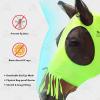 Harrison Howard Superior Comfort Stretchy Fly Masks Breathable Soft on Skin Without Ear Covers(Tassel Fringe-Fluro-Lime)