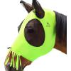 Harrison Howard Superior Comfort Stretchy Fly Masks Breathable Soft on Skin Without Ear Covers(Tassel Fringe-Fluro-Lime)