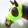 Harrison Howard Superior Comfort Stretchy Fly Masks Breathable Soft on Skin Without Ear Covers(Tassel Fringe-Fluro-Lime)