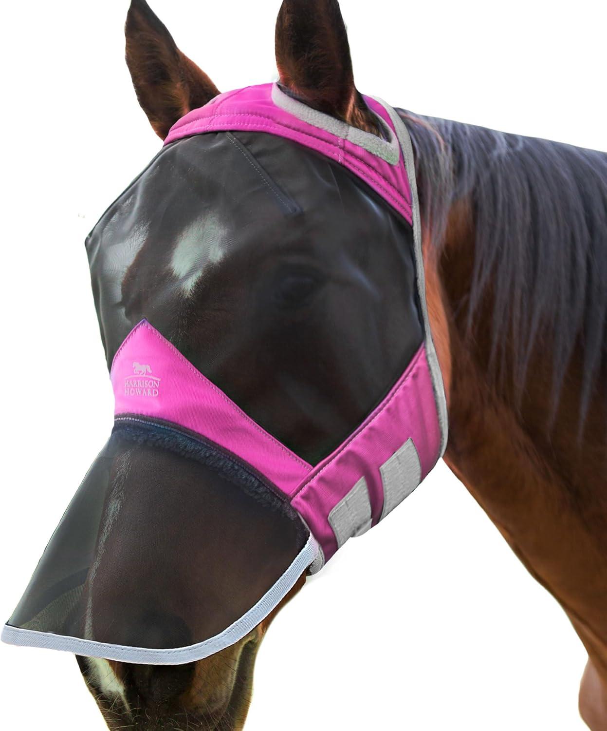 image:imageHarrison Howard CareMaster Pro Luminous Horse Fly Mask Large Eye Space Full Face Standard with Nose No Ears Aquamarine S PonyFlamingo