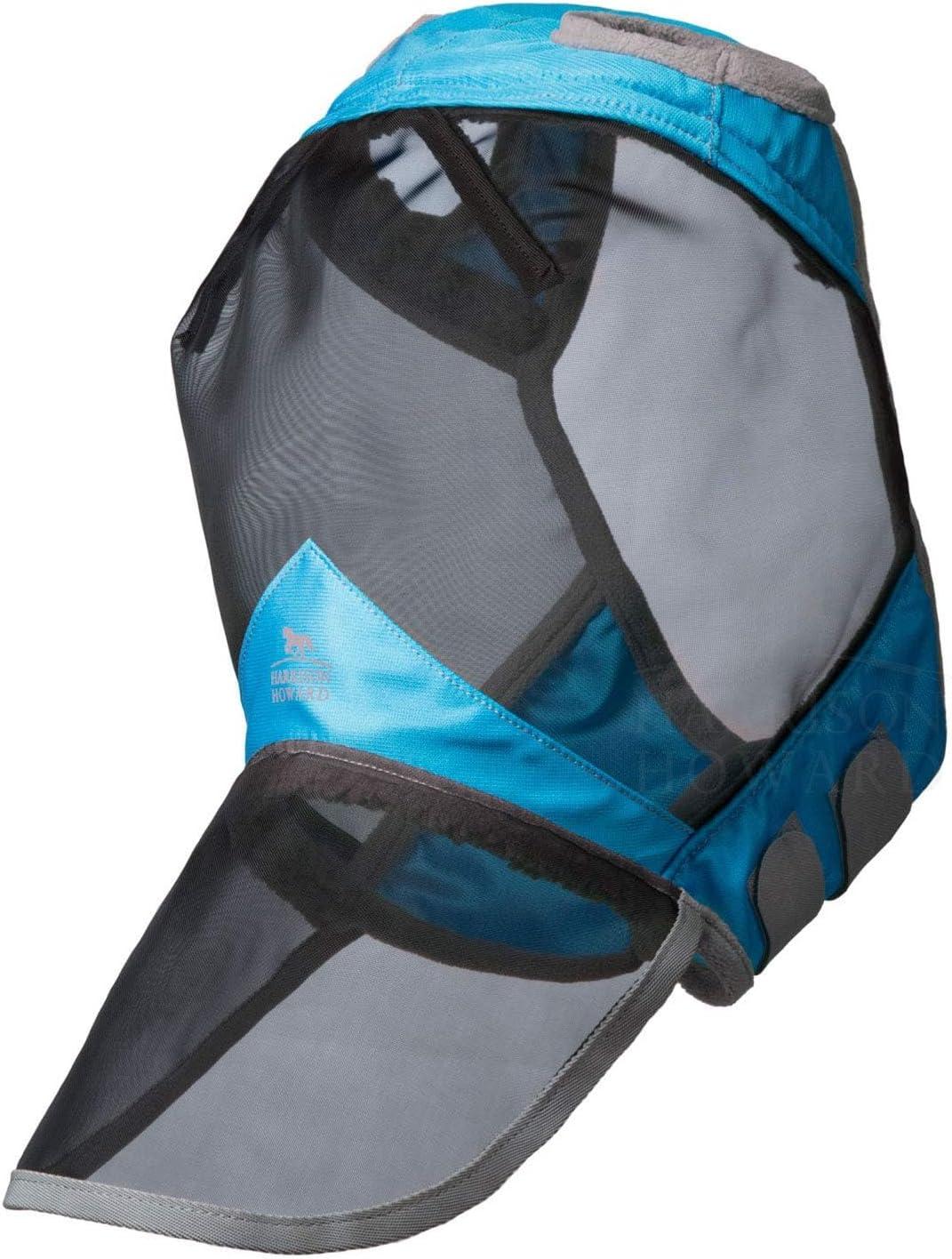 image:imageHarrison Howard CareMaster Pro Luminous Horse Fly Mask Large Eye Space Full Face Standard with Nose No Ears Aquamarine S PonyVoodoo Blue