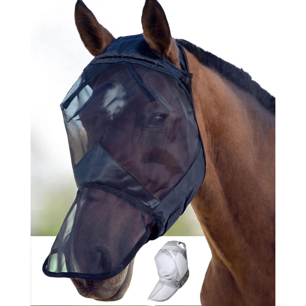 image:imageHarrison Howard CareMaster Horse Fly Mask Large Eye Space Full Face No Ears Black Small PonyBlack