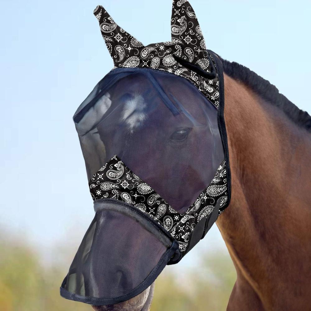 image:imageHarrison Howard LumiVista Horse Fly Mask Long Nose with Ears UV Protection for Horse Green Cactus L Full SizePaisley Wave