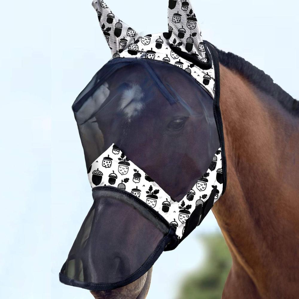 image:imageHarrison Howard LumiVista Horse Fly Mask Long Nose with Ears UV Protection for Horse Green Cactus L Full SizePine Cones