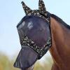 Harrison Howard LumiVista Horse Fly Mask Long Nose with Ears UV Protection for Horse Green Cactus L Full Size(Paisley Wave)