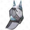 Harrison Howard LumiVista Horse Fly Mask Long Nose with Ears UV Protection for Horse Green Cactus L Full Size(Pastel Mix)