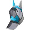 Harrison Howard Pro Luminous Horse Fly Mask Long Nose with Ears UV Protection for Horse Azure Blue/Silver Small Pony(Azure Blue/Silver)