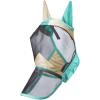 Harrison Howard Pro Luminous Horse Fly Mask Long Nose with Ears UV Protection for Horse Azure Blue/Silver Small Pony(Champagne Gold/Mint)