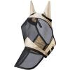 Harrison Howard Pro Luminous Horse Fly Mask Long Nose with Ears UV Protection for Horse Azure Blue/Silver Small Pony(Light Champagne)