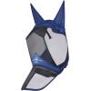 Harrison Howard Pro Luminous Horse Fly Mask Long Nose with Ears UV Protection for Horse Azure Blue/Silver Small Pony(Navy)