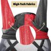 Harrison Howard Pro Luminous Horse Fly Mask Long Nose with Ears UV Protection for Horse Azure Blue/Silver Small Pony(Scarlet Red/Black)