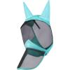 Harrison Howard Pro Luminous Horse Fly Mask Long Nose with Ears UV Protection for Horse Azure Blue/Silver Small Pony(Summer Mint)