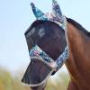 Harrison Howard LumiVista Horse Fly Mask Long Nose with Ears UV Protection for Horse Green Cactus L Full Size(Pastel Mix)