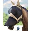 Harrison Howard Pro Luminous Horse Fly Mask Long Nose with Ears UV Protection for Horse Azure Blue/Silver Small Pony(Light Champagne)