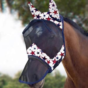 Harrison Howard LumiVista Horse Fly Mask Long Nose with Ears UV Protection for Horse Green Cactus L Full Size(Dream Star)