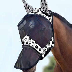 Harrison Howard LumiVista Horse Fly Mask Long Nose with Ears UV Protection for Horse Green Cactus L Full Size(Pine Cones)