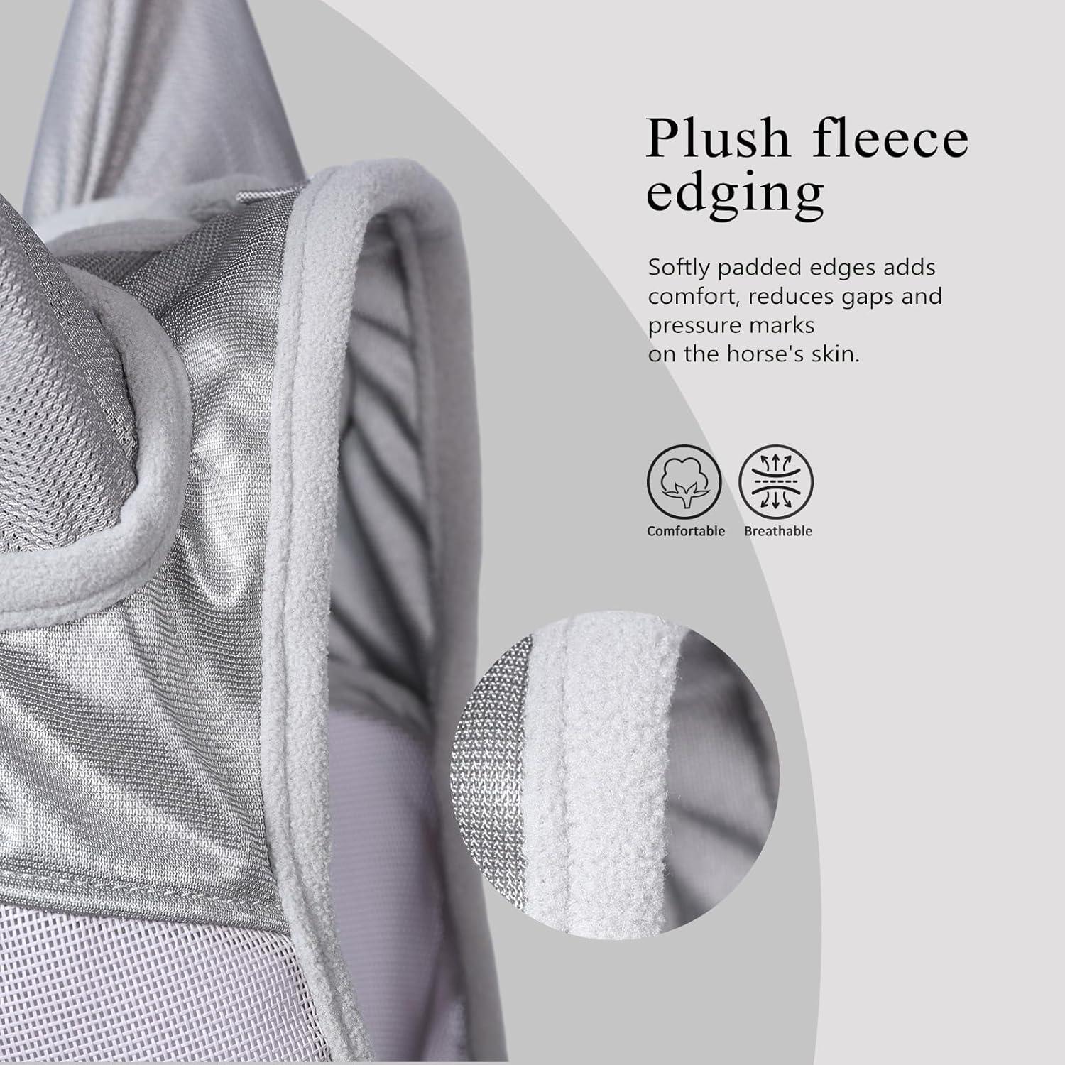 image:imageHarrison Howard Full Face Horse Fly Mask UV Protection and Breathable for Equine Use Comfortable Magenta XSGrey