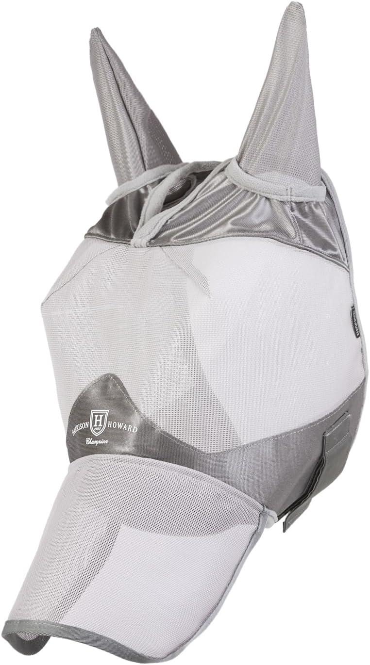 image:imageHarrison Howard Full Face Horse Fly Mask UV Protection and Breathable for Equine Use Comfortable Magenta XSGrey